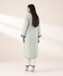 Women's RTW Textured Lawn Blue Embroidered A-Line Shirt
